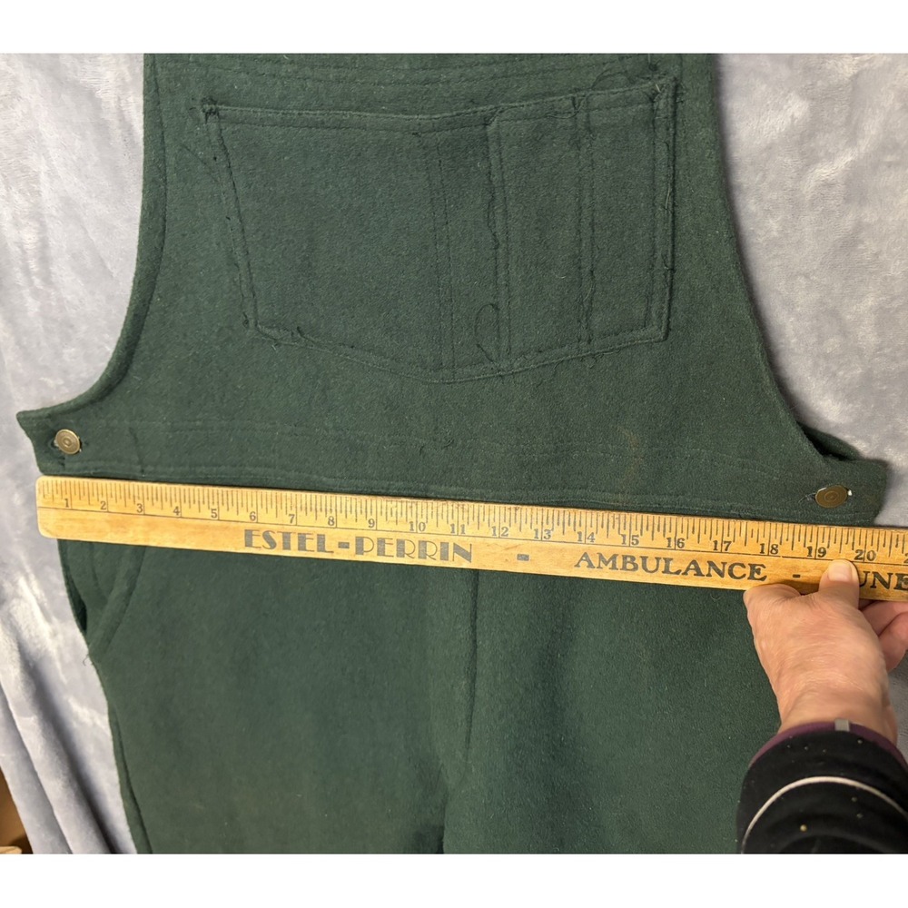 VTG Codet Bib Overalls Mens Mediun 30 in Green Wool Blend  Hunting Outdoor 90s - Picture 5 of 12